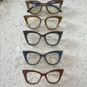 Retro Sparkle w/rhinestone Blue Light Glasses NWOT